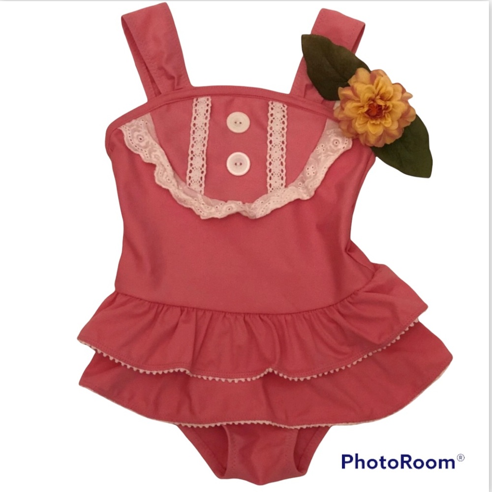 Pink Ruffled Bibbed Swimsuit size 3